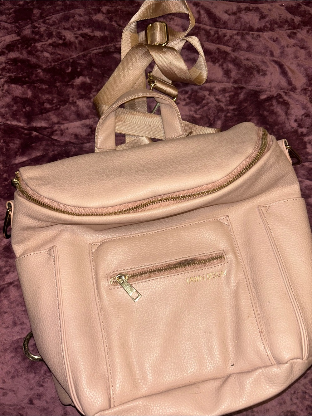 Fawn Design Blush Pink Leather Backpack